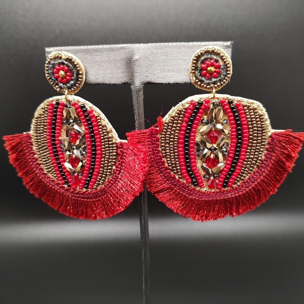 Artisan Red handmade unique earrings